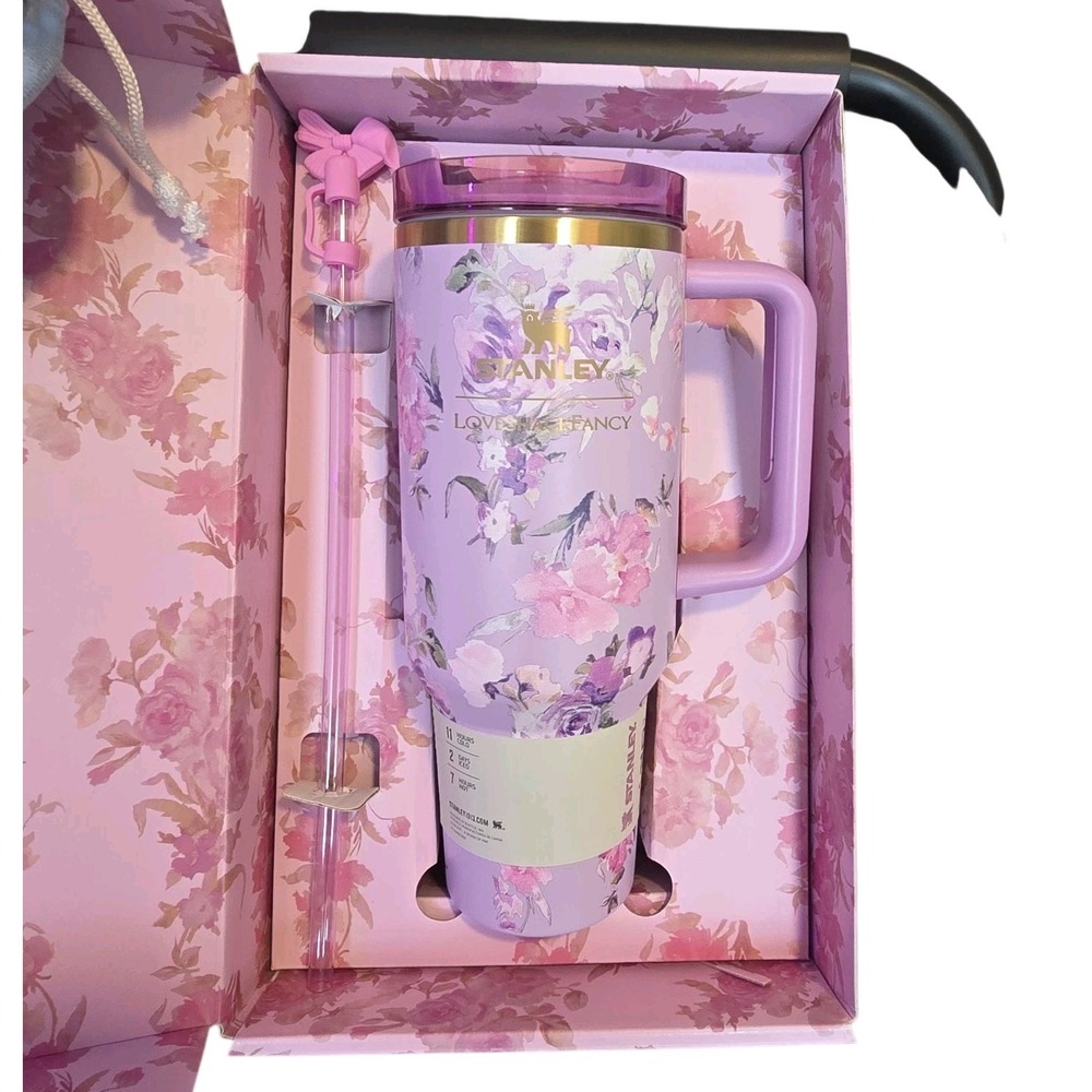 Stanley x LoveShackFancy 40 OZ Quencher H2.0 Flowstate Tumbler Purple Floral